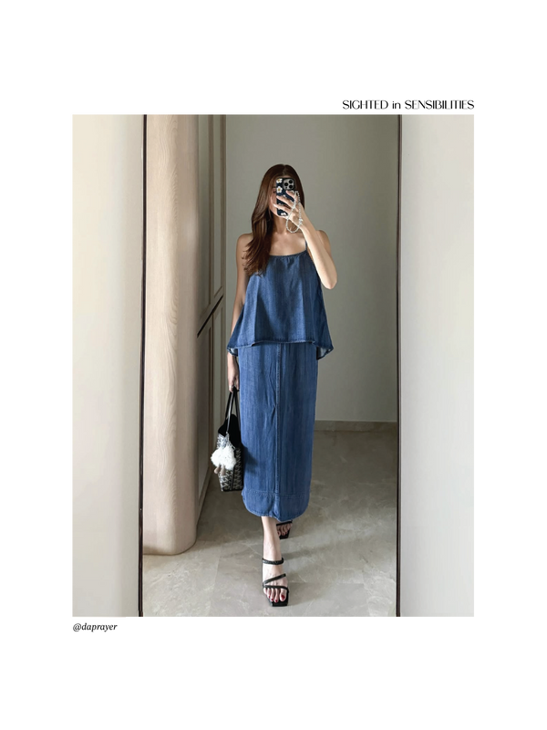 (Preorder for XS,S,M) Gentle Denim Camisole Top in Dark Blue