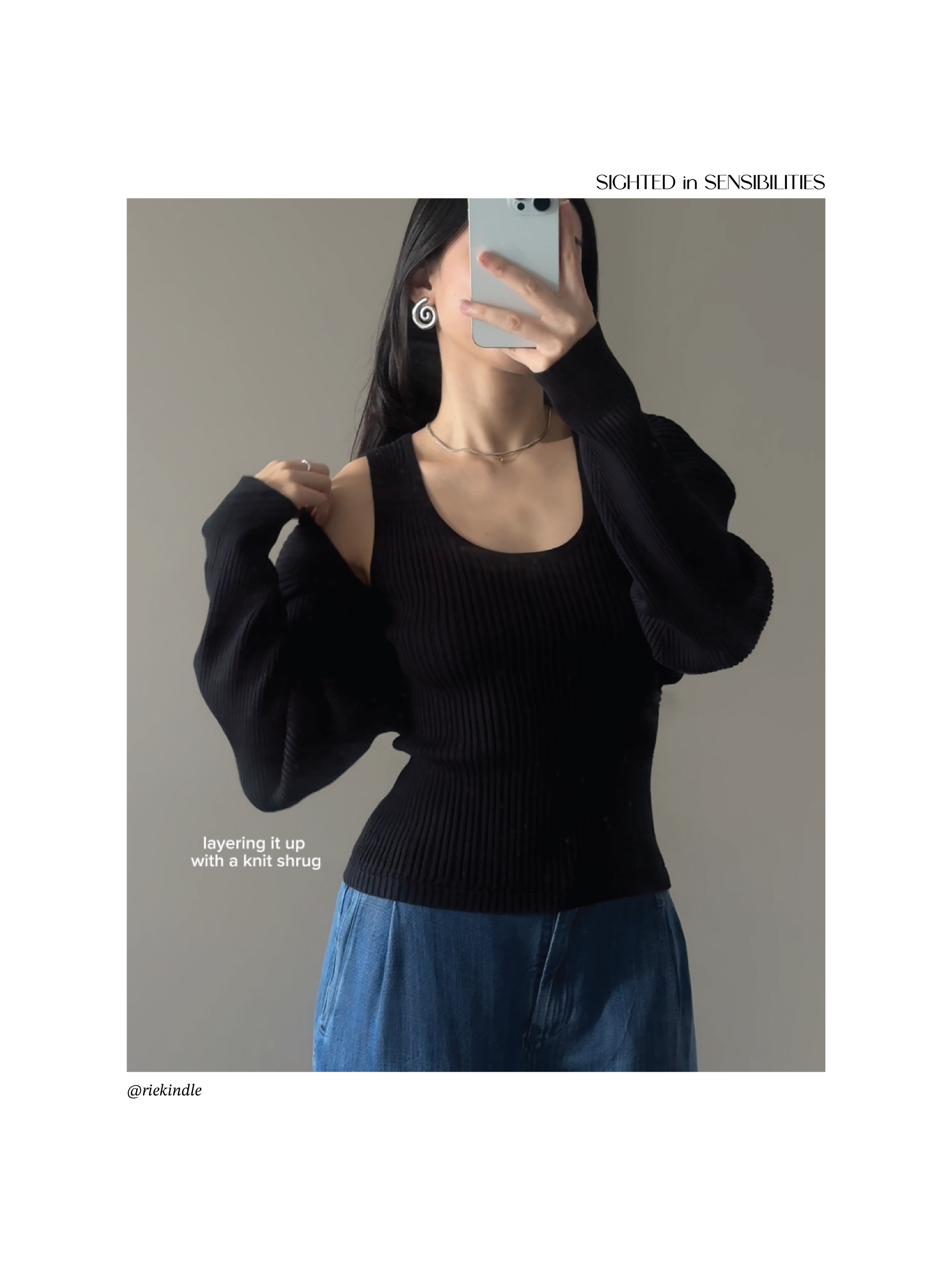 Seamless Knit Reversible Tank Top in Black