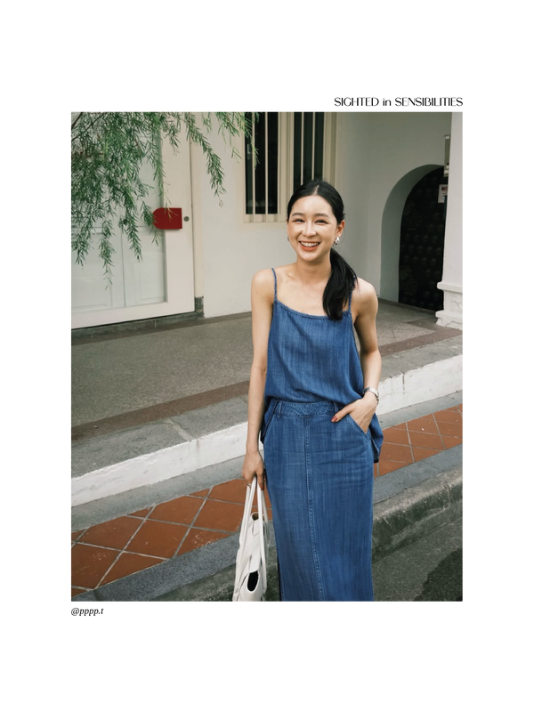 (Preorder for XS,S,M) Gentle Denim Camisole Top in Dark Blue