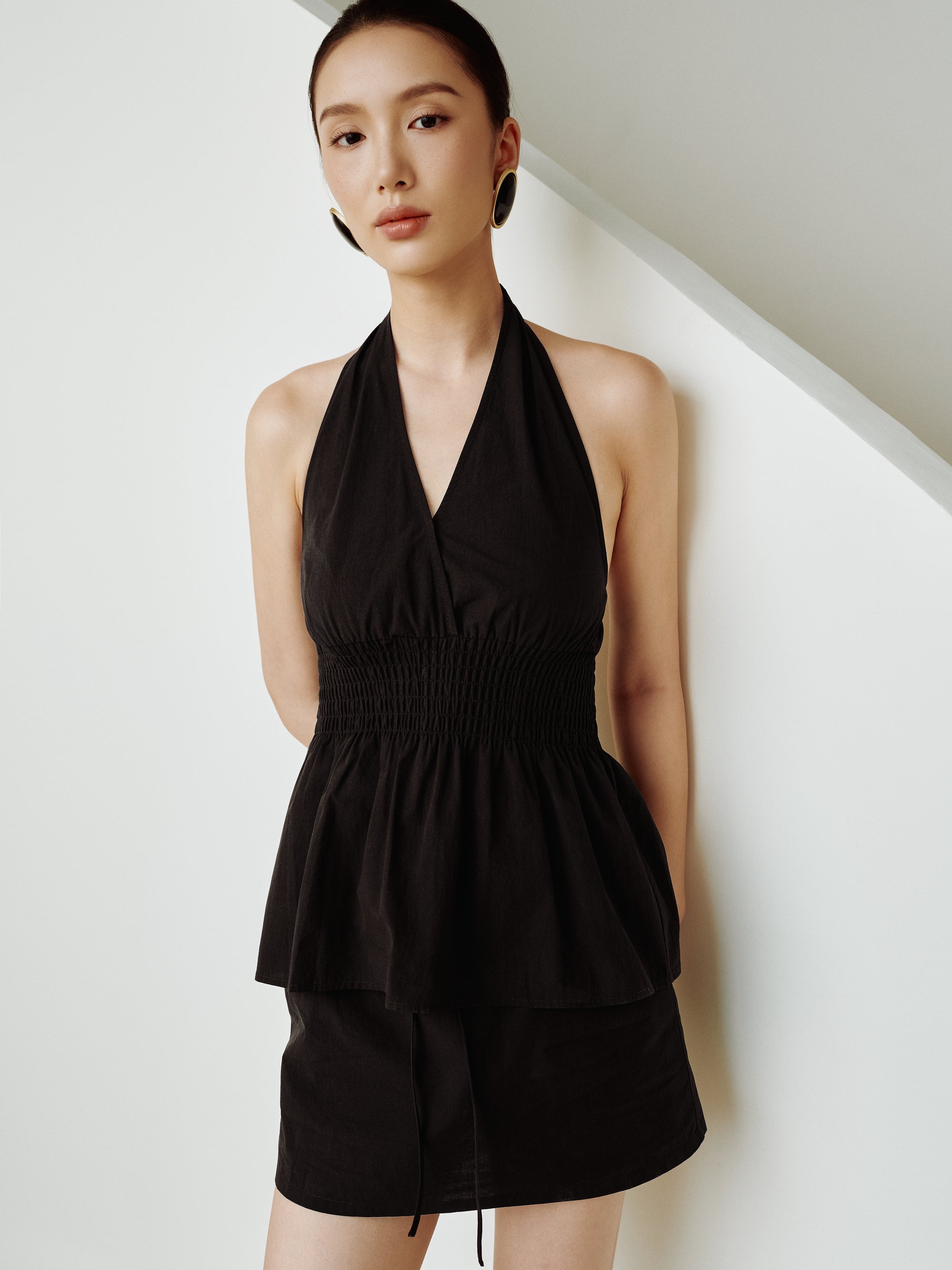 Cotton Classics Smocked Halterneck Top