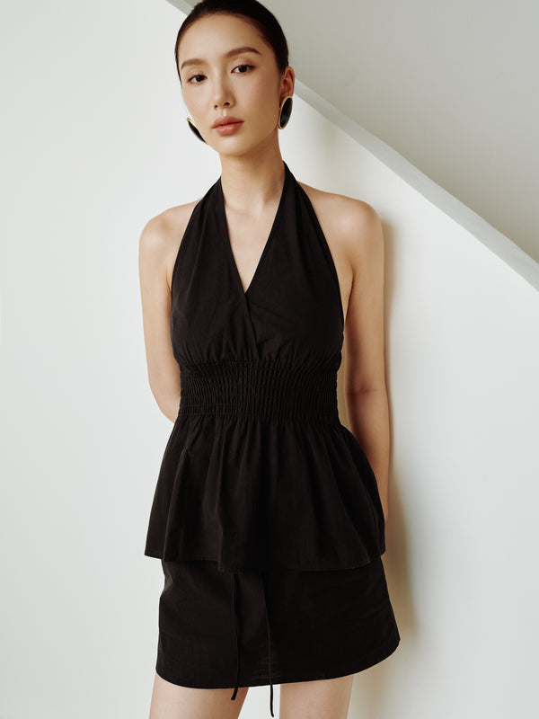 Cotton Classics Smocked Halterneck Top