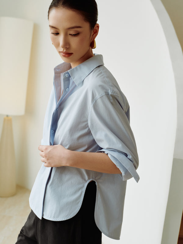 Cotton Classics Multiway Buttondown Shirt in Sky Blue