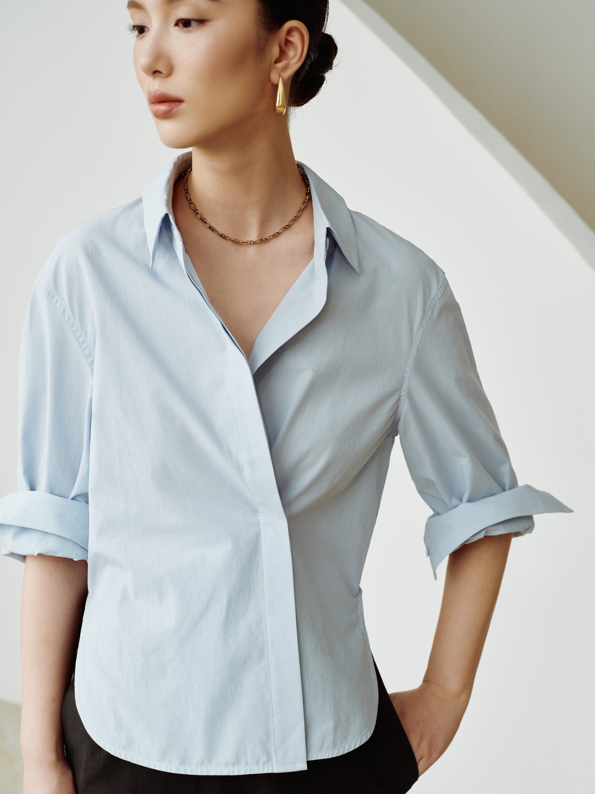 Cotton Classics Multiway Buttondown Shirt in Sky Blue