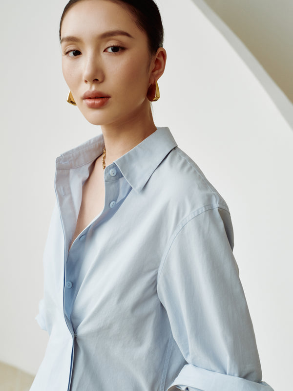 Cotton Classics Multiway Buttondown Shirt in Sky Blue