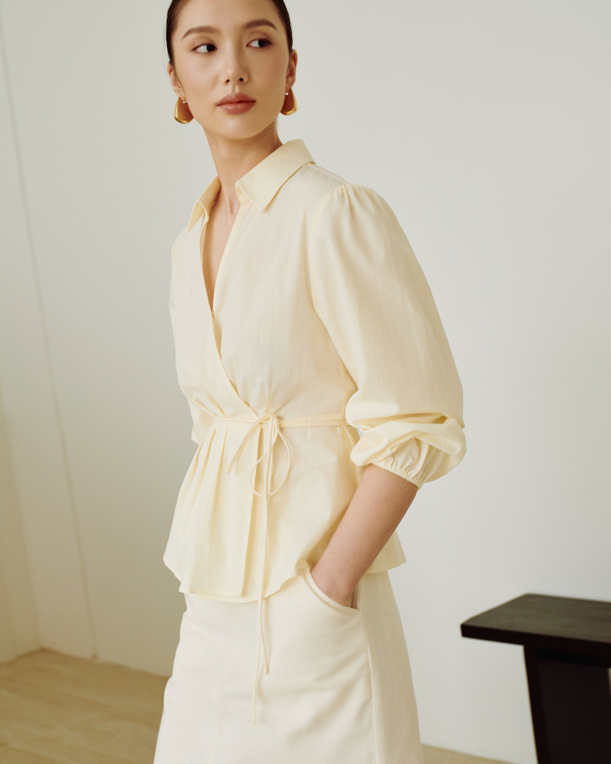 Cotton Classics Tie-Wrap Shirt in Buttermilk (Preview)