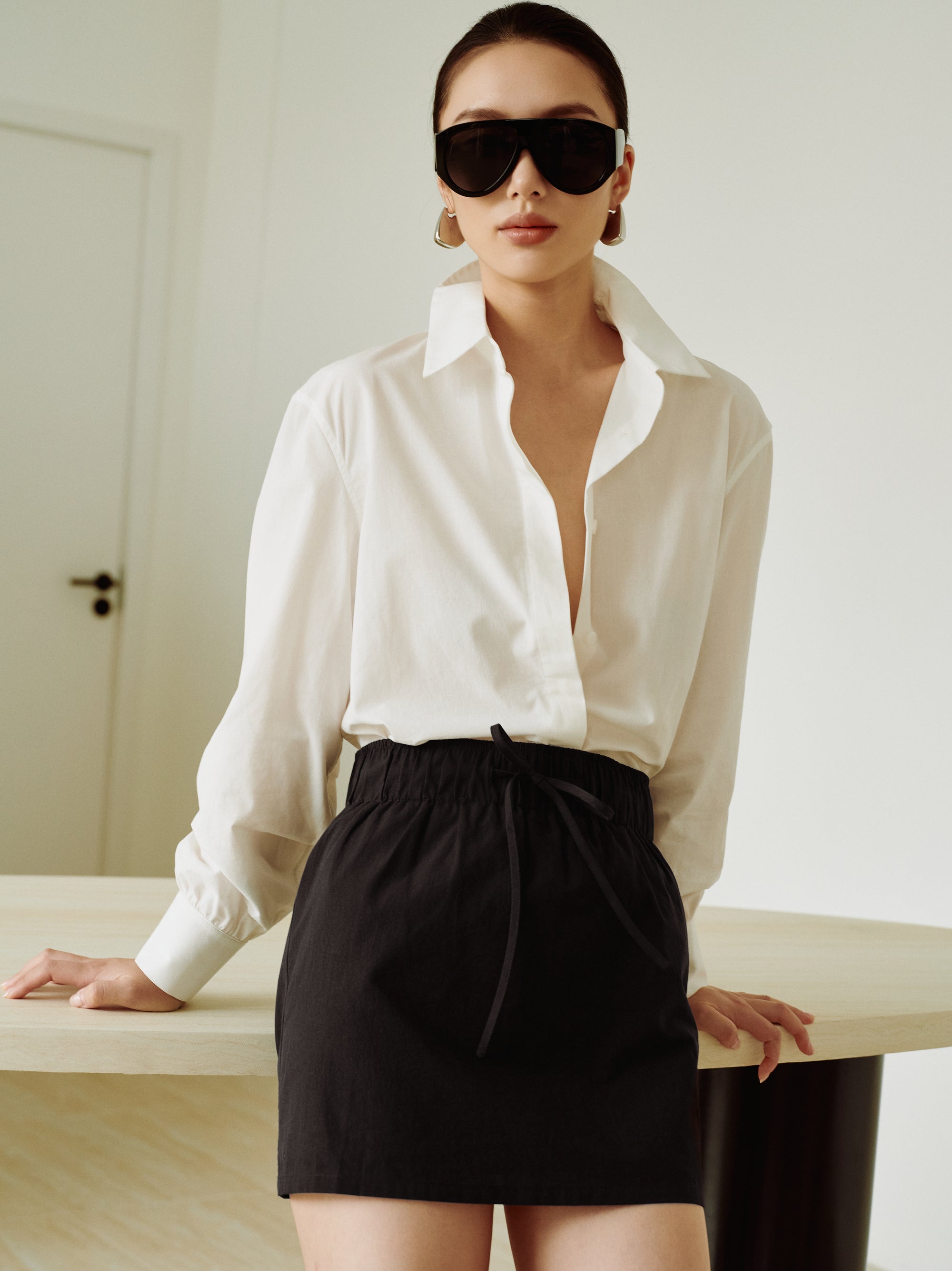 Cotton Classics Drawstring Skorts in Black