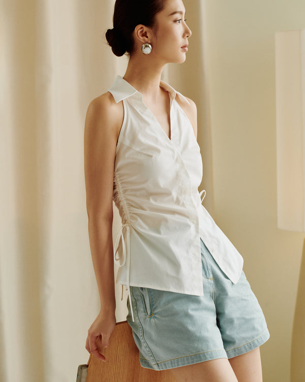 Gentle Denim A-line Shorts in Light Blue (Preview)