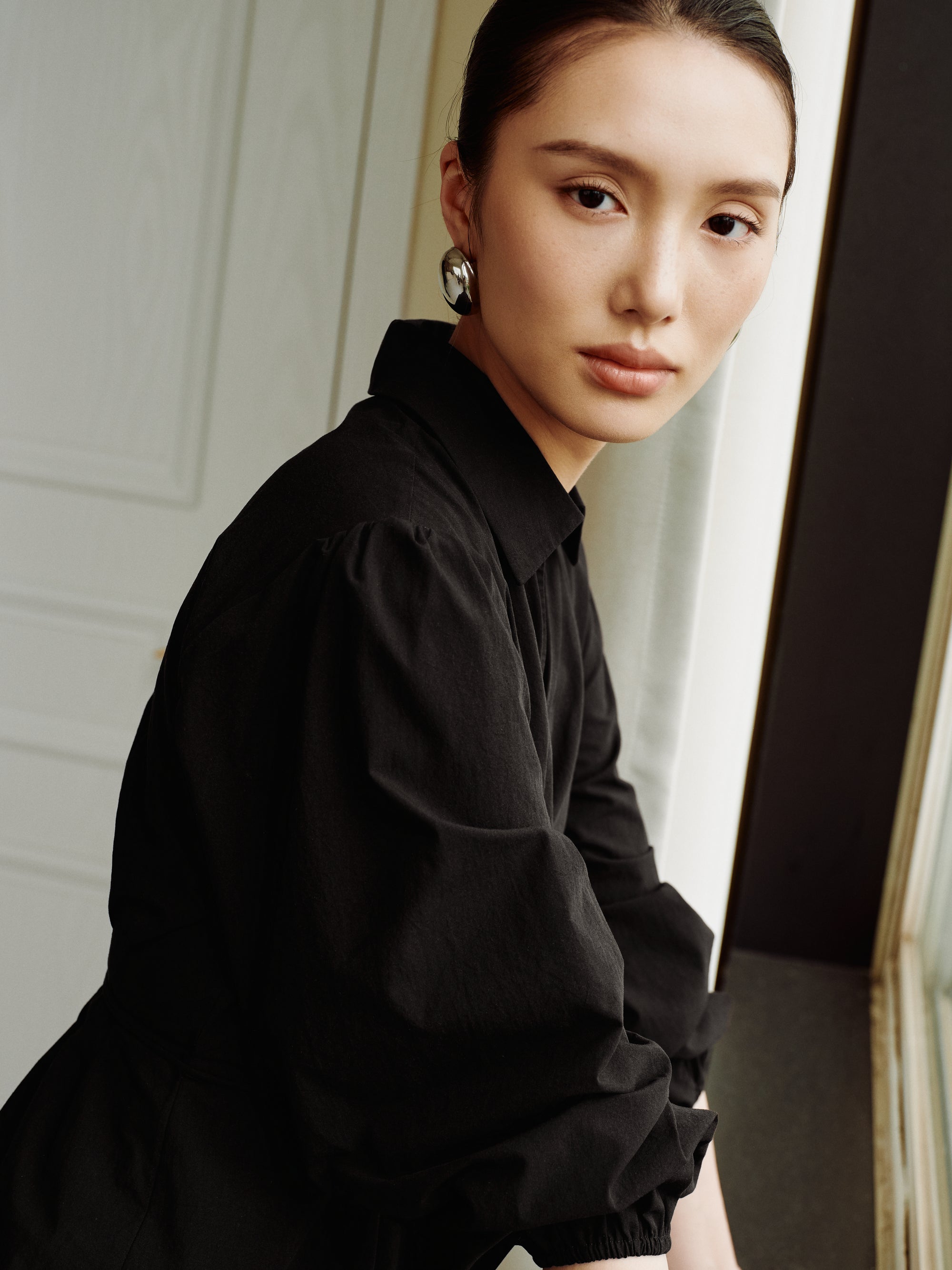 Cotton Classics Tie-Wrap Shirt in Black