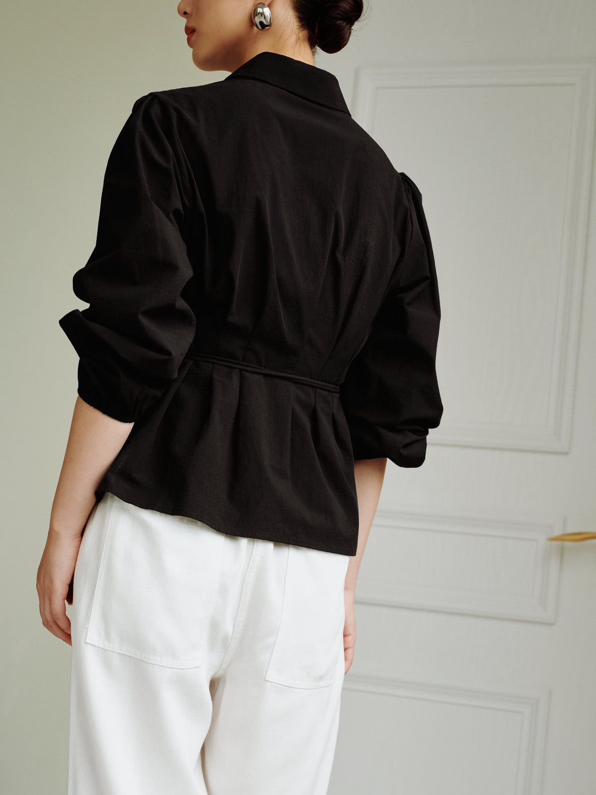 Cotton Classics Tie-Wrap Shirt in Black