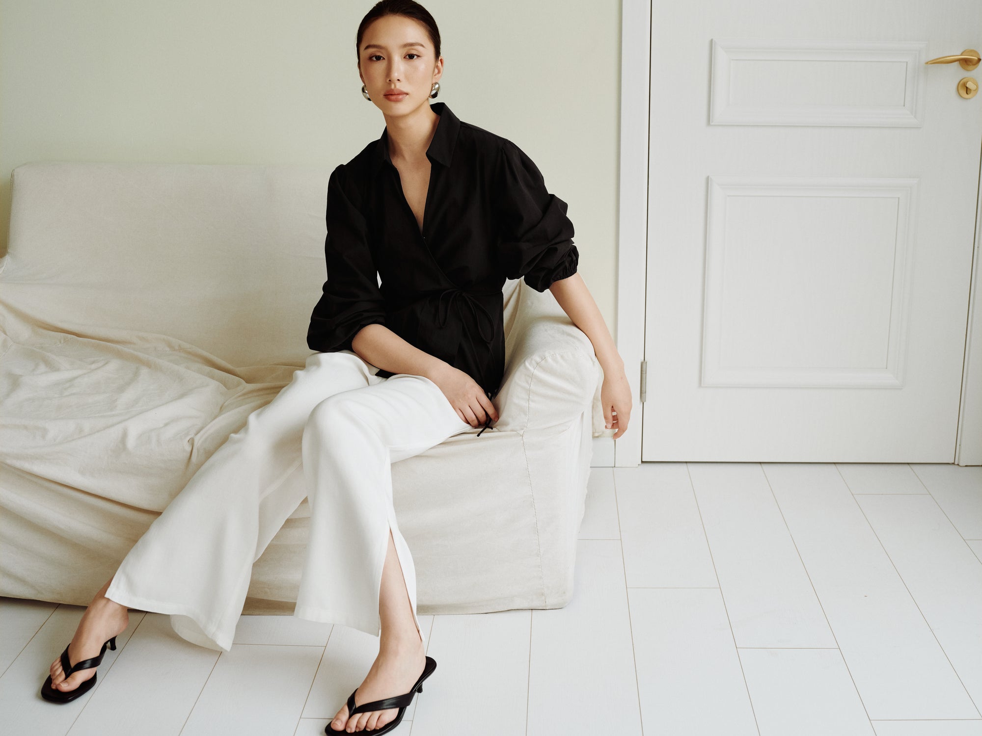 Cotton Classics Tie-Wrap Shirt in Black