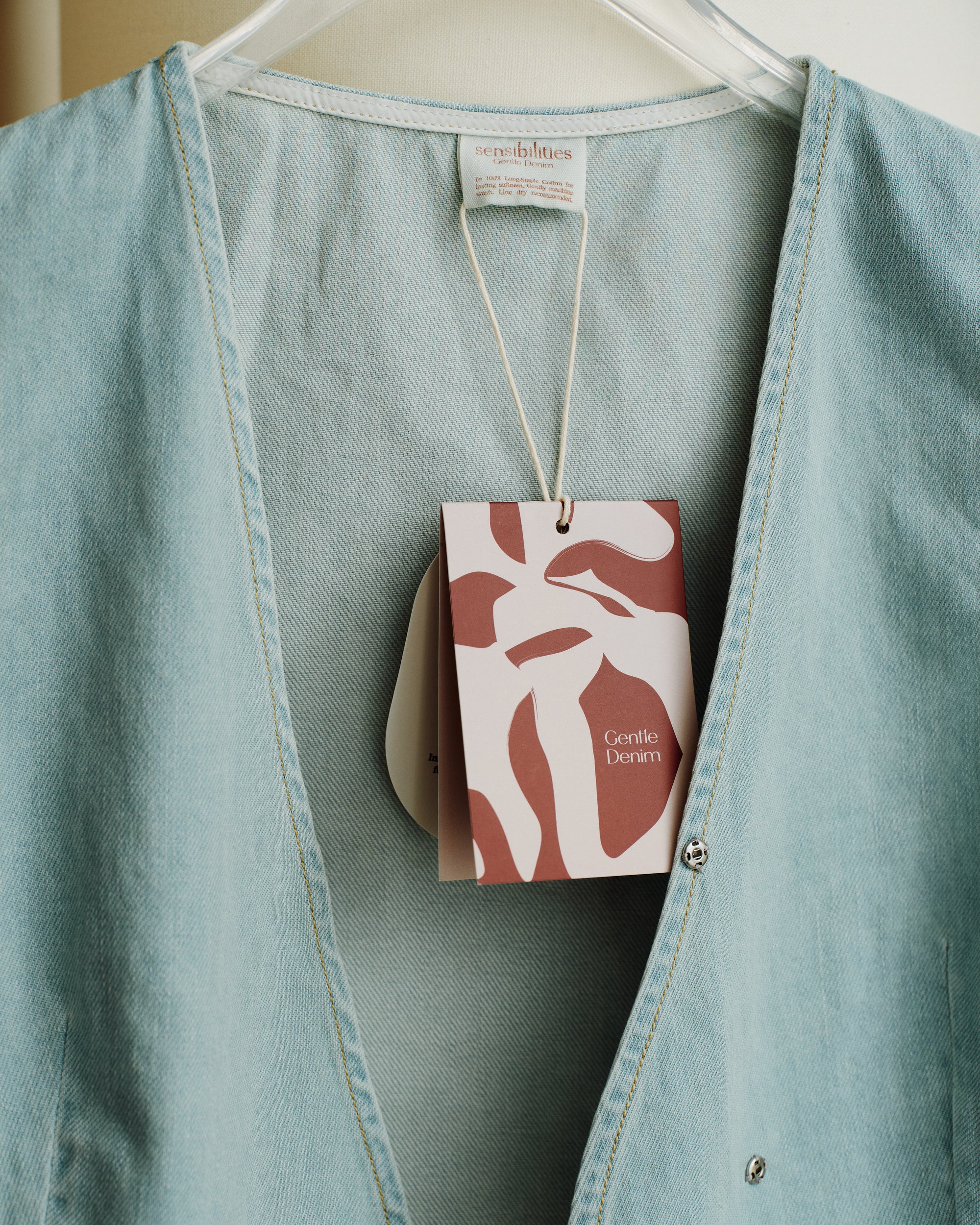 Gentle Denim Overlay Vest in Light Blue (Preview)