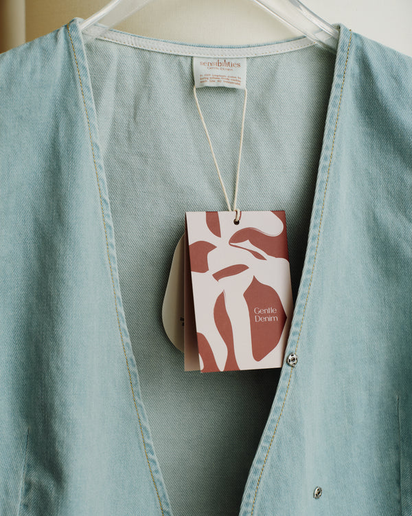 Gentle Denim Overlay Vest in Light Blue (Preview)