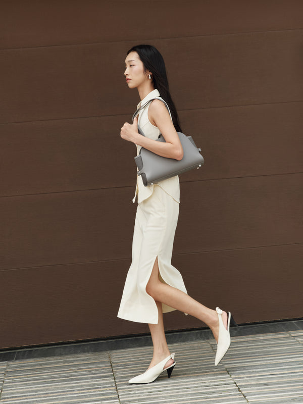 Gentle Denim Column Skirt in Cream (Preview)
