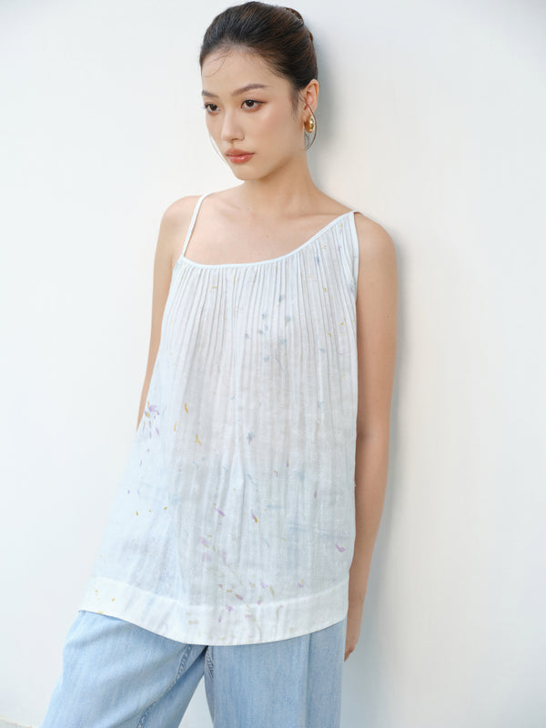 Reversible Neckline Artwear Top in Pale Blue