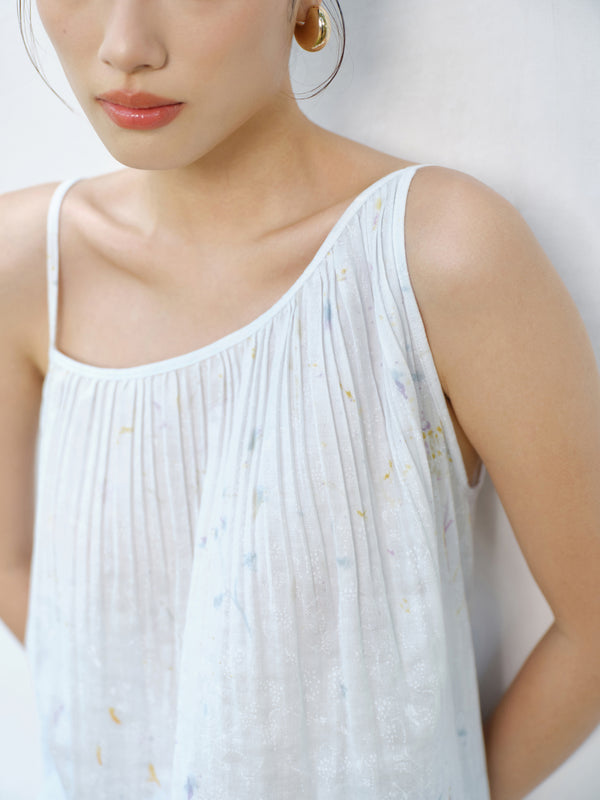 Reversible Neckline Artwear Top in Pale Blue