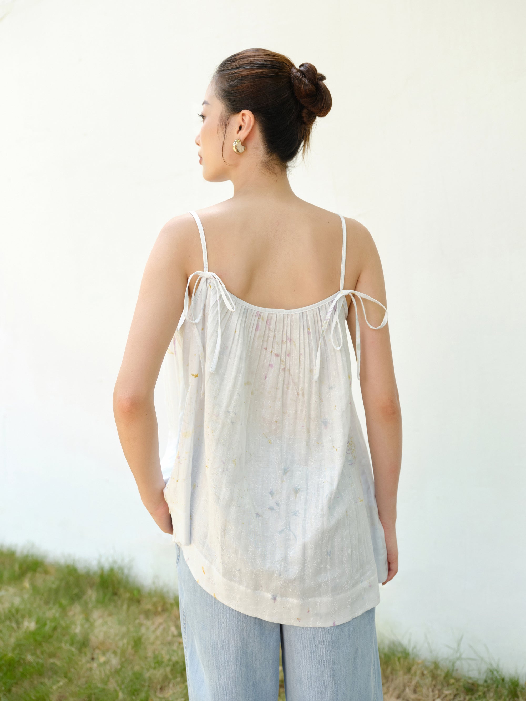 Reversible Neckline Artwear Top in Pale Blue