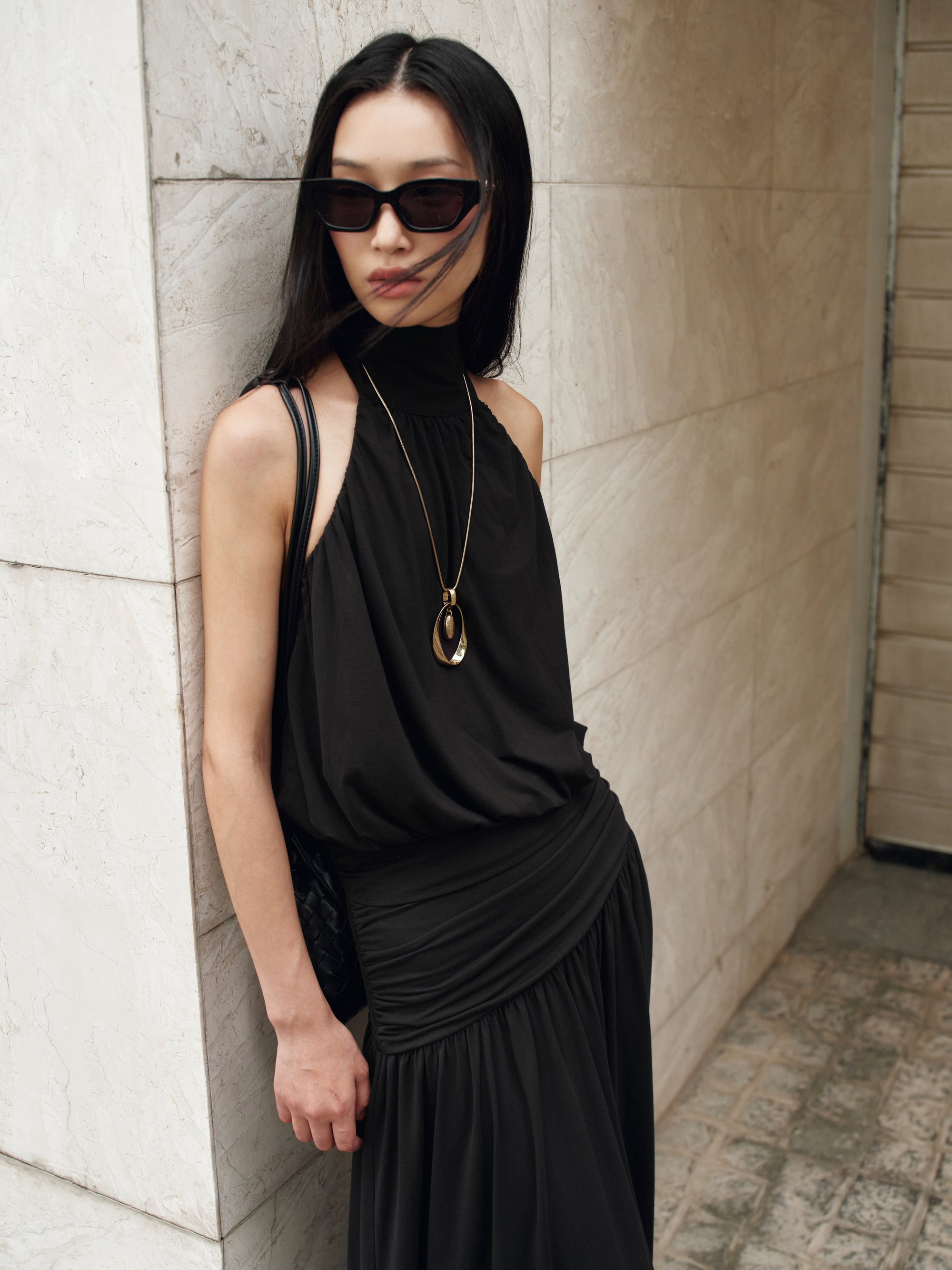 UPF50+ Stretchcosy™ Jersey Halterneck Top in Black