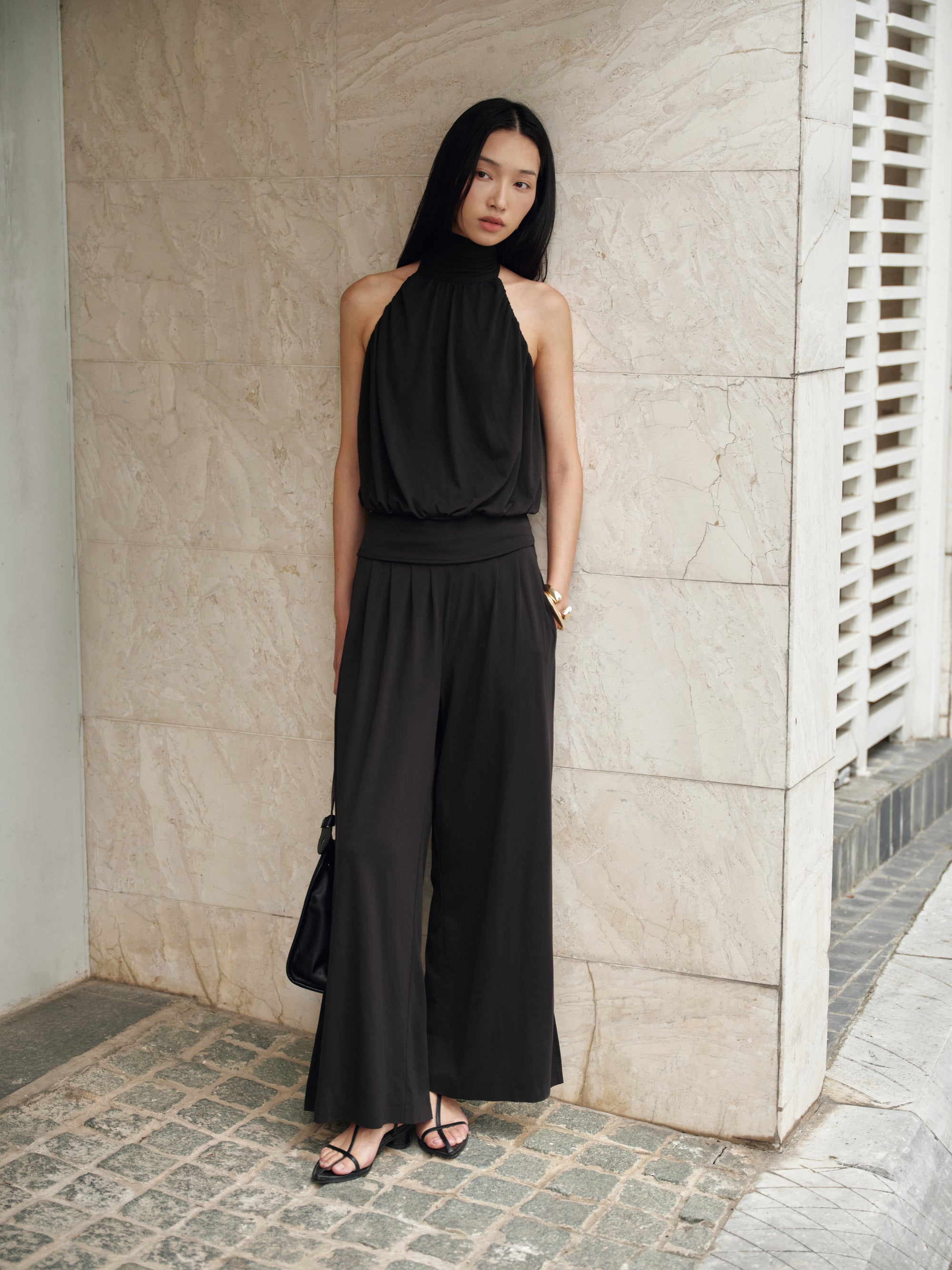 UPF50+ Stretchcosy™ Jersey Halterneck Top in Black