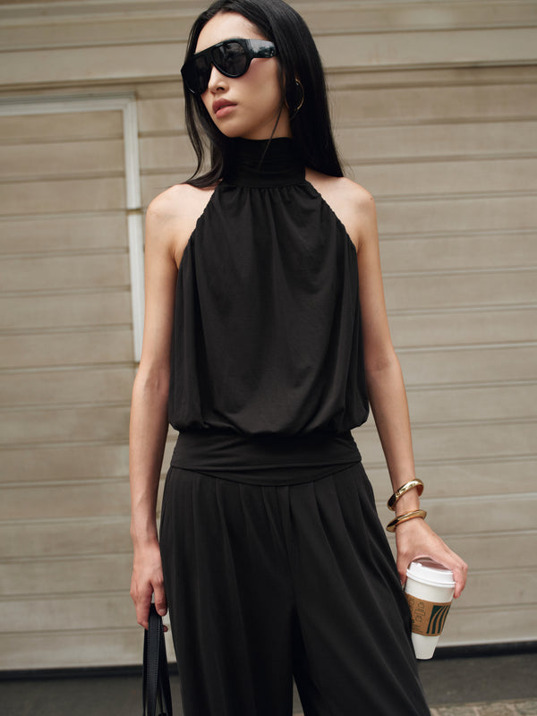 UPF50+ Stretchcosy™ Jersey Halterneck Top in Black