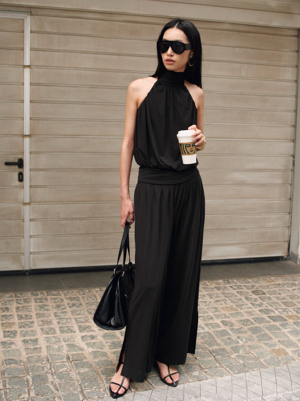 UPF50+ Stretchcosy™ Jersey Halterneck Top in Black