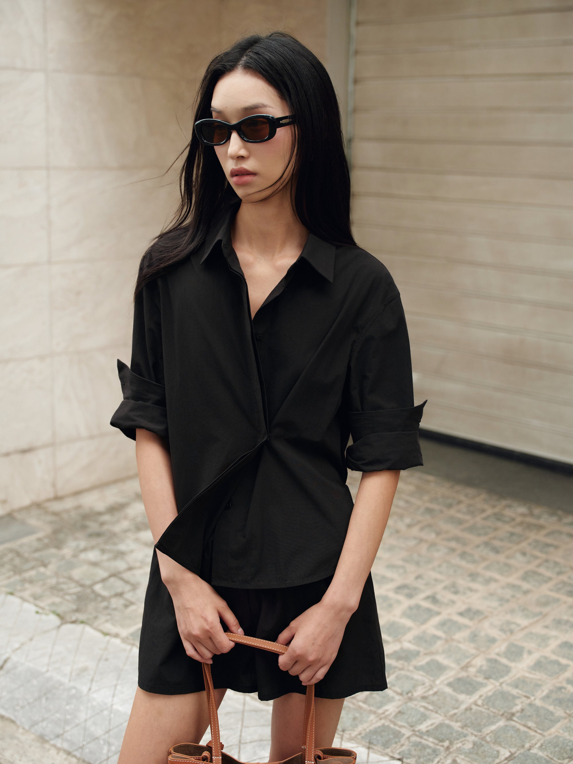Cotton Classics Multiway Buttondown Shirt in Black