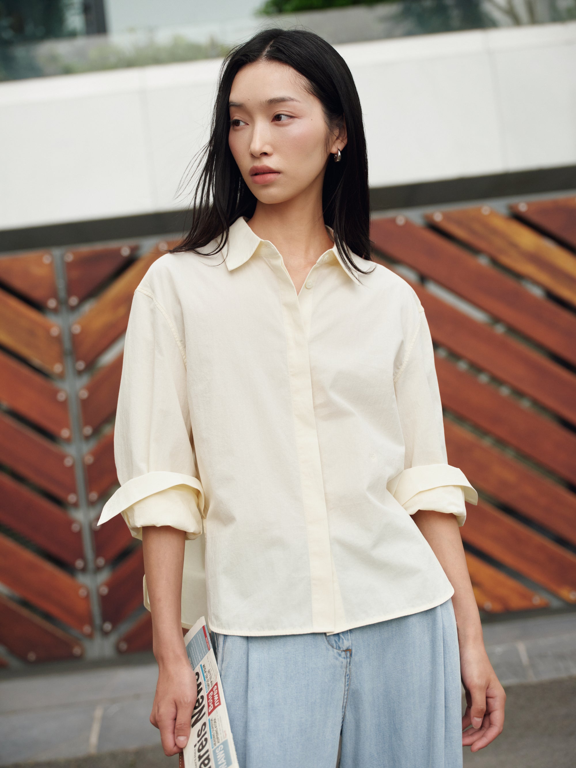Cotton Classics Multiway Buttondown Shirt in Buttermilk