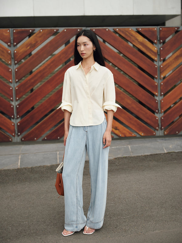 Cotton Classics Multiway Buttondown Shirt in Buttermilk