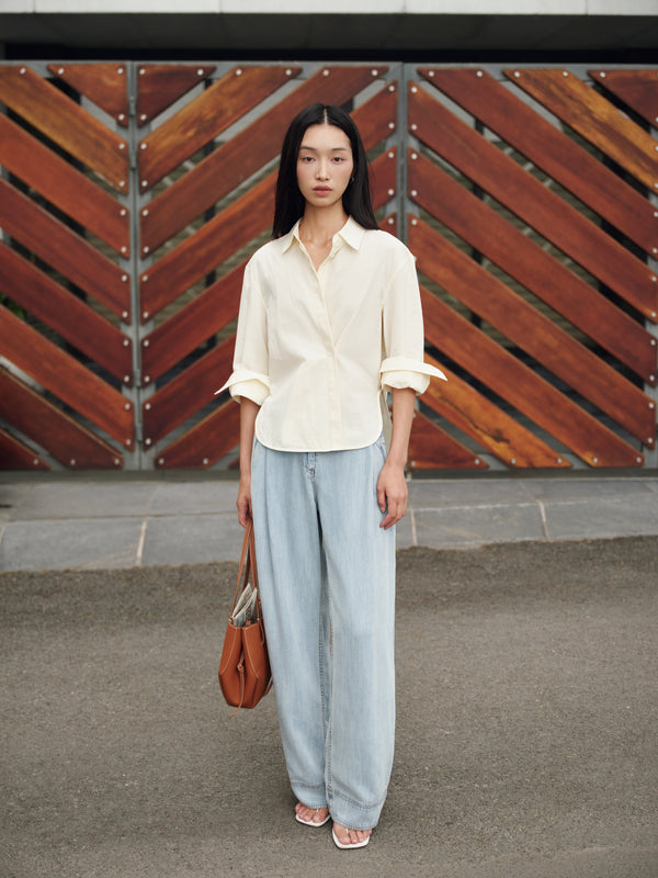Cotton Classics Multiway Buttondown Shirt in Buttermilk