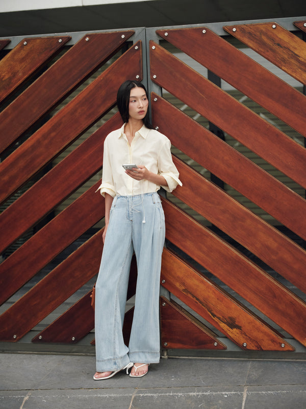 Cotton Classics Multiway Buttondown Shirt in Buttermilk