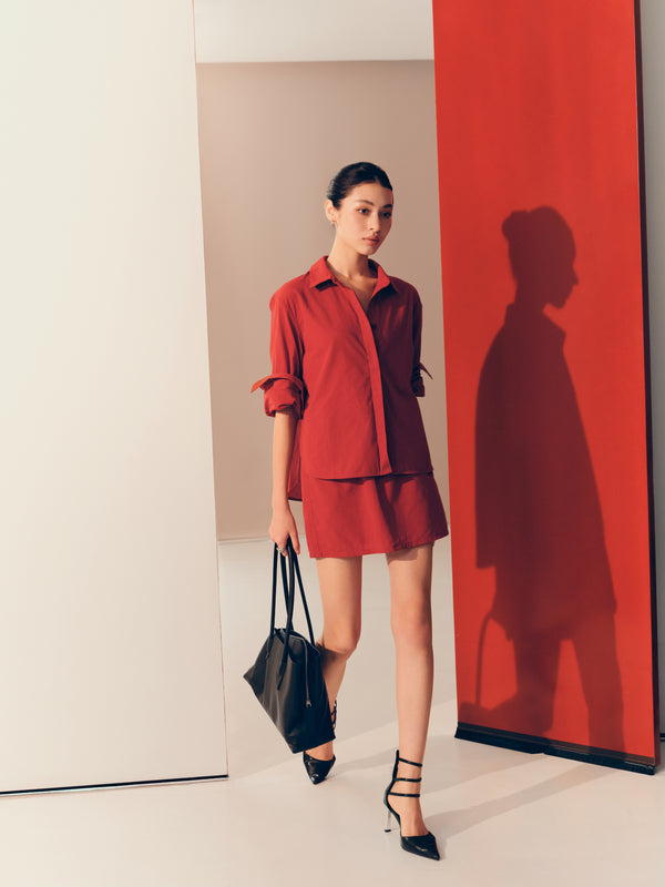 Cotton Classics Multiway Buttondown Shirt in Red