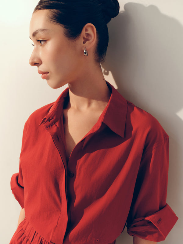 Cotton Classics Multiway Buttondown Shirt in Red