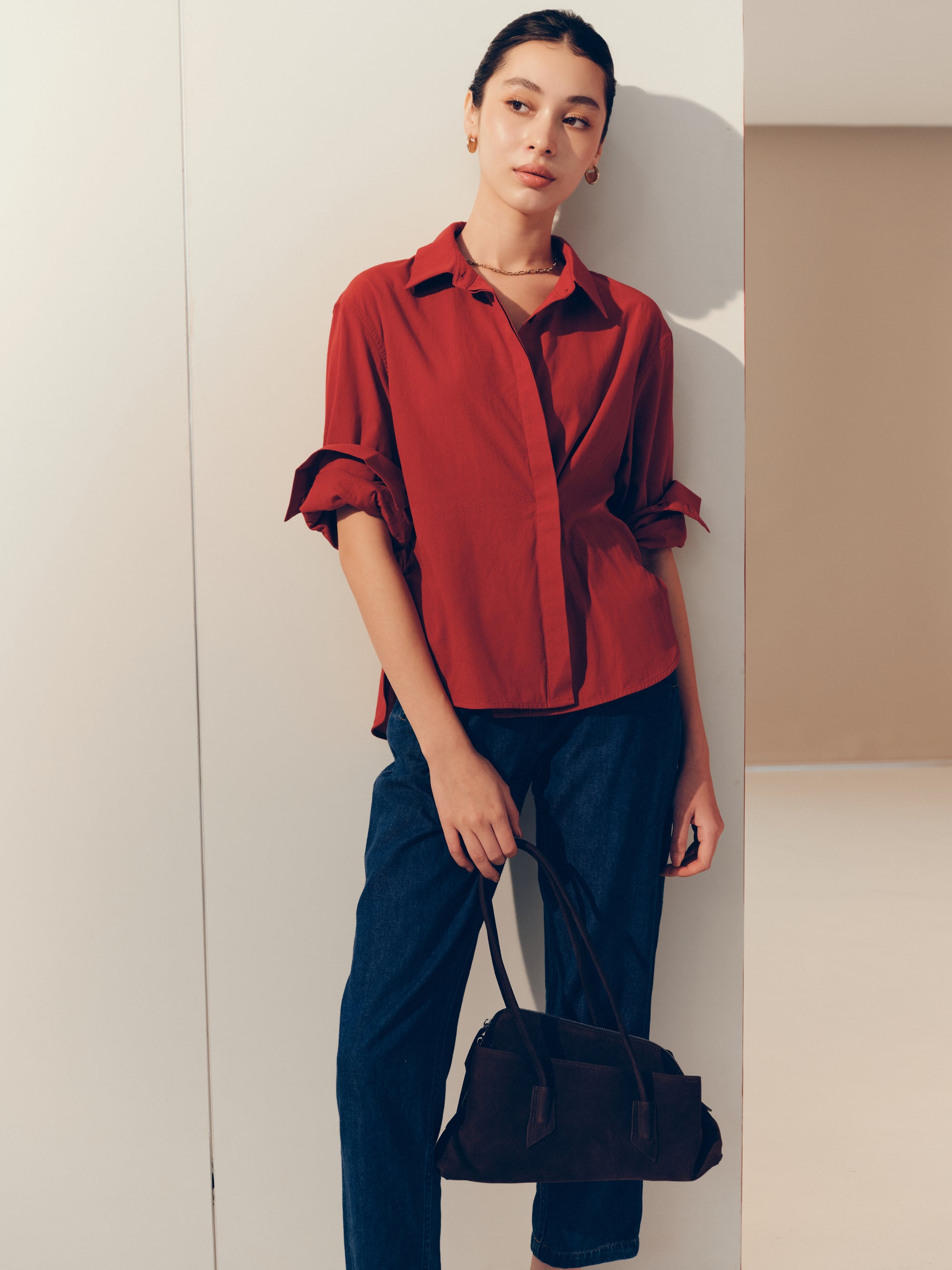 Cotton Classics Multiway Buttondown Shirt in Red