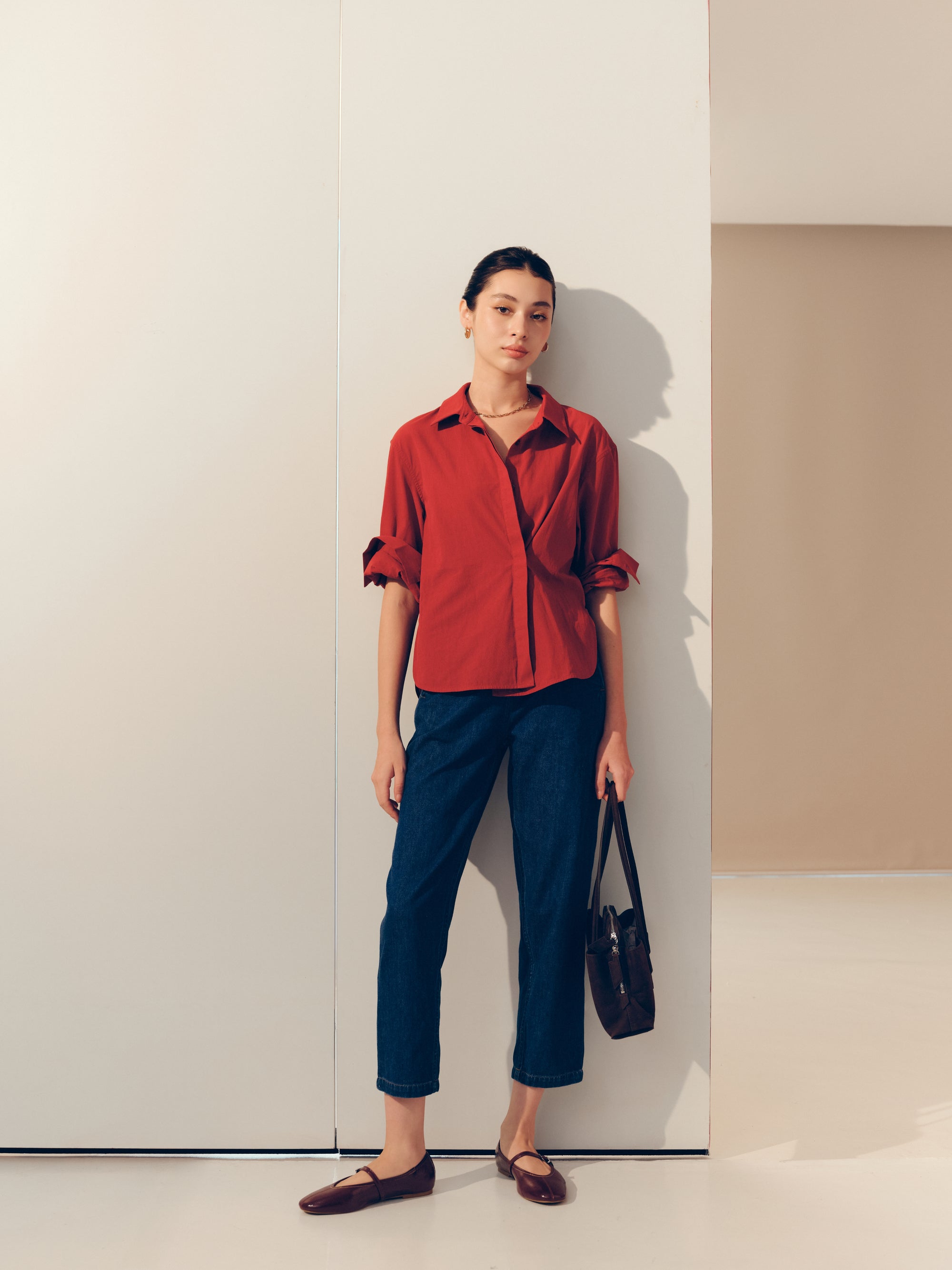 Cotton Classics Multiway Buttondown Shirt in Red