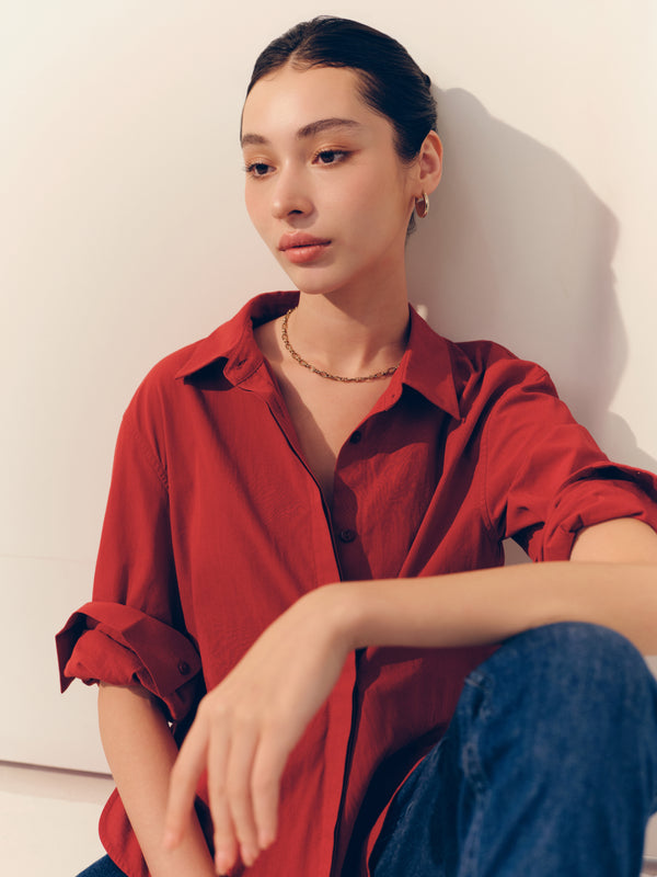 Cotton Classics Multiway Buttondown Shirt in Red