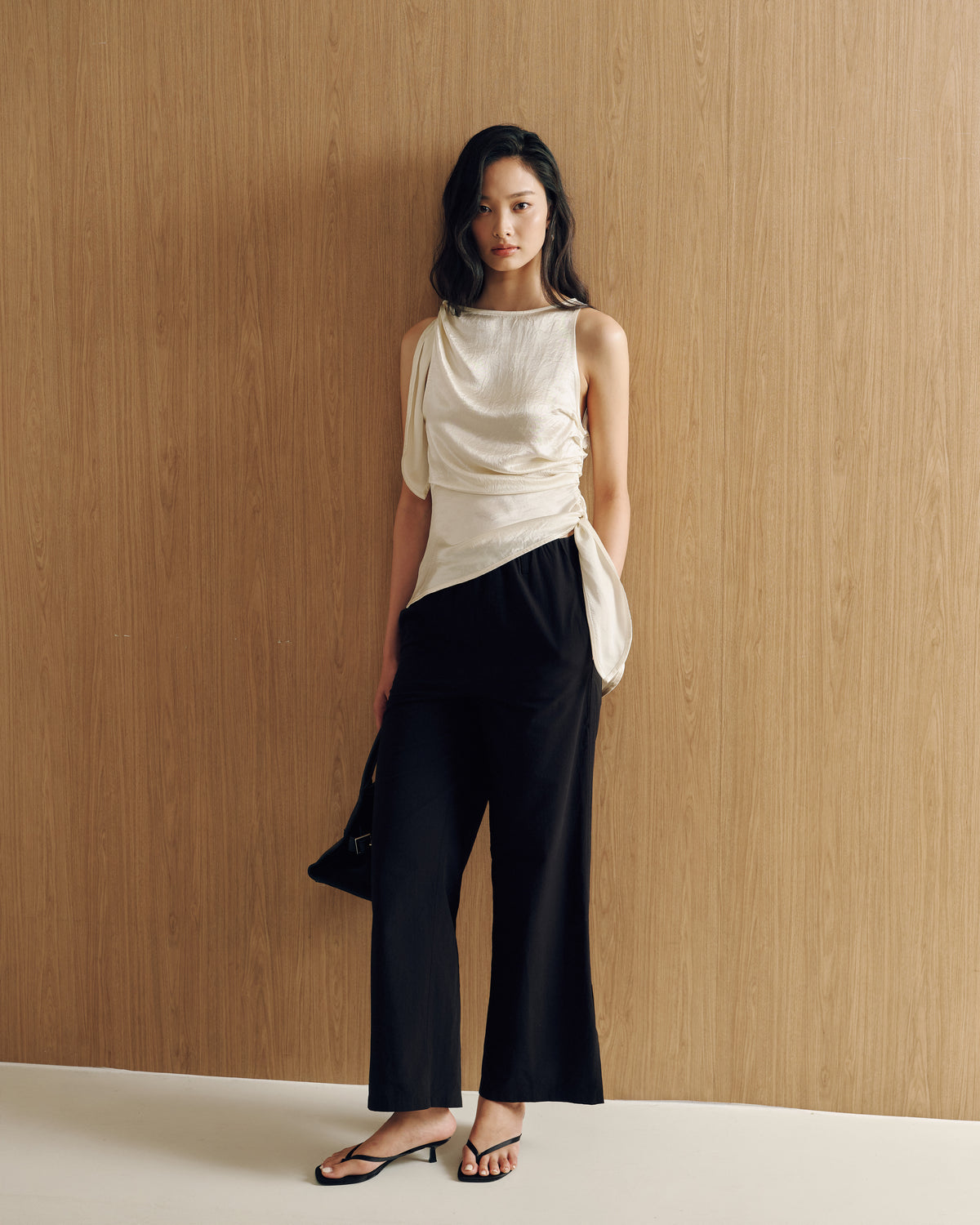 Naia™ Satin Double Tie Top in Pearl (Preview)