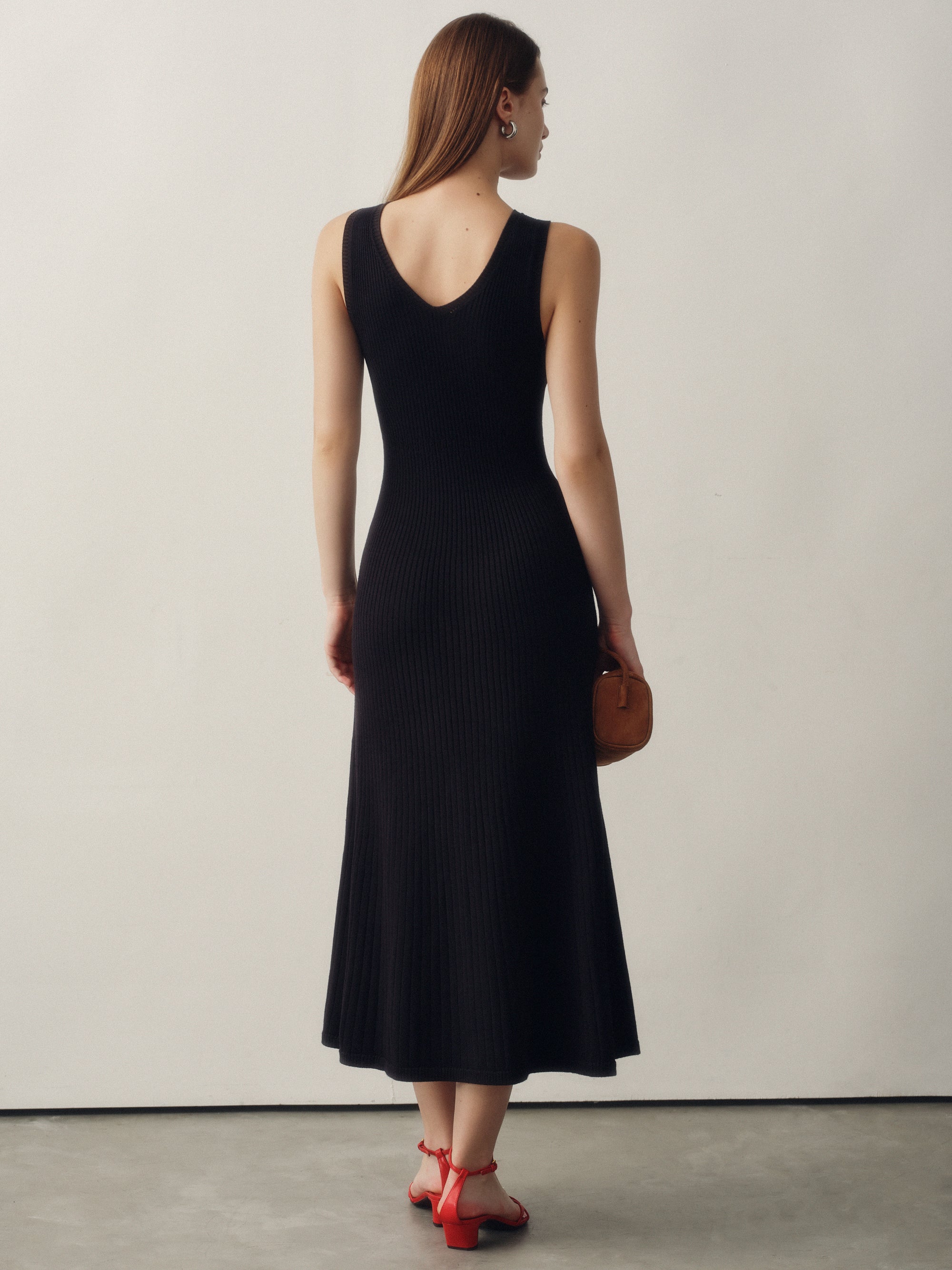 Seamless Knit Reversible Dress in Black