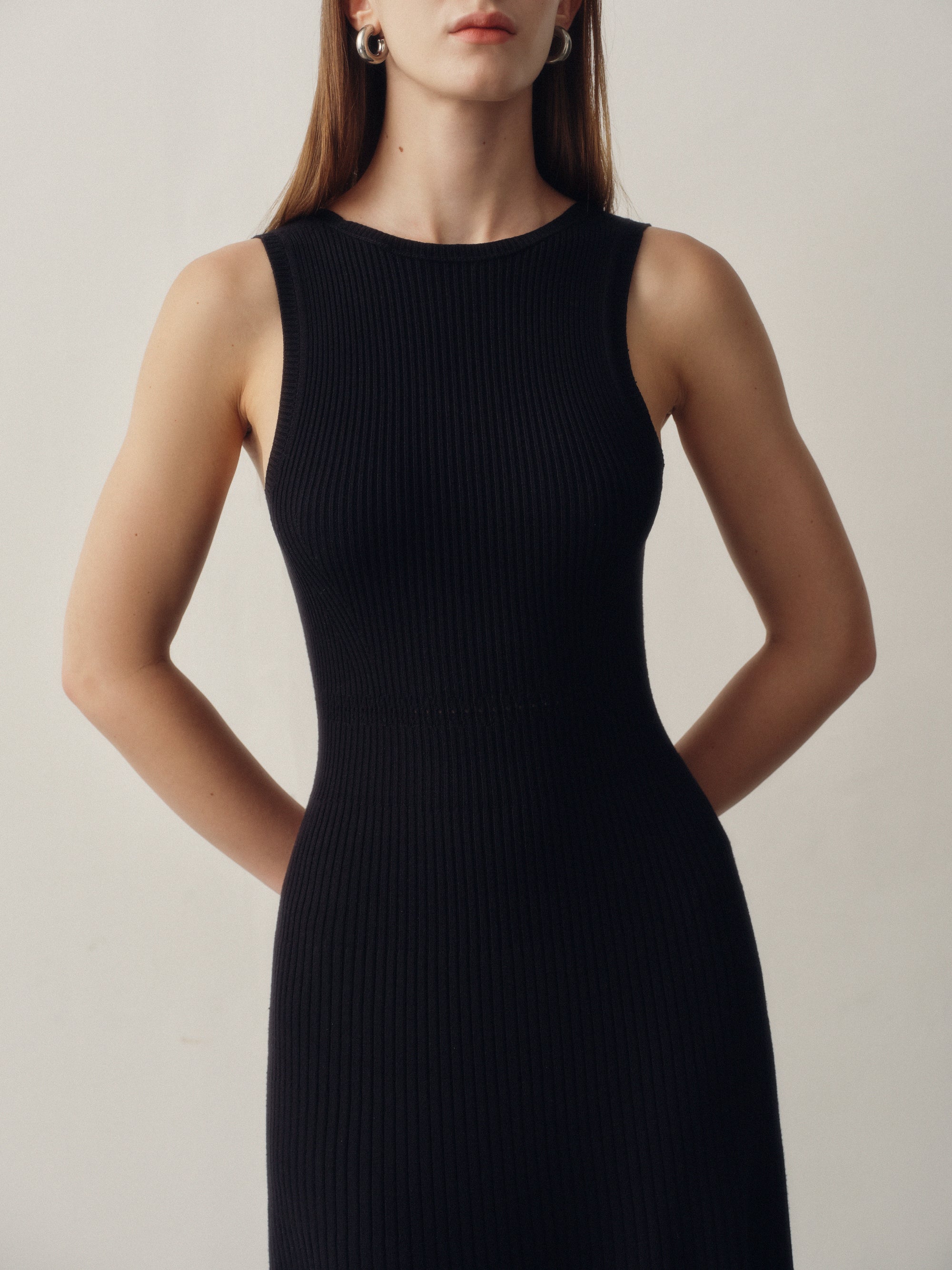Seamless Knit Reversible Dress in Black