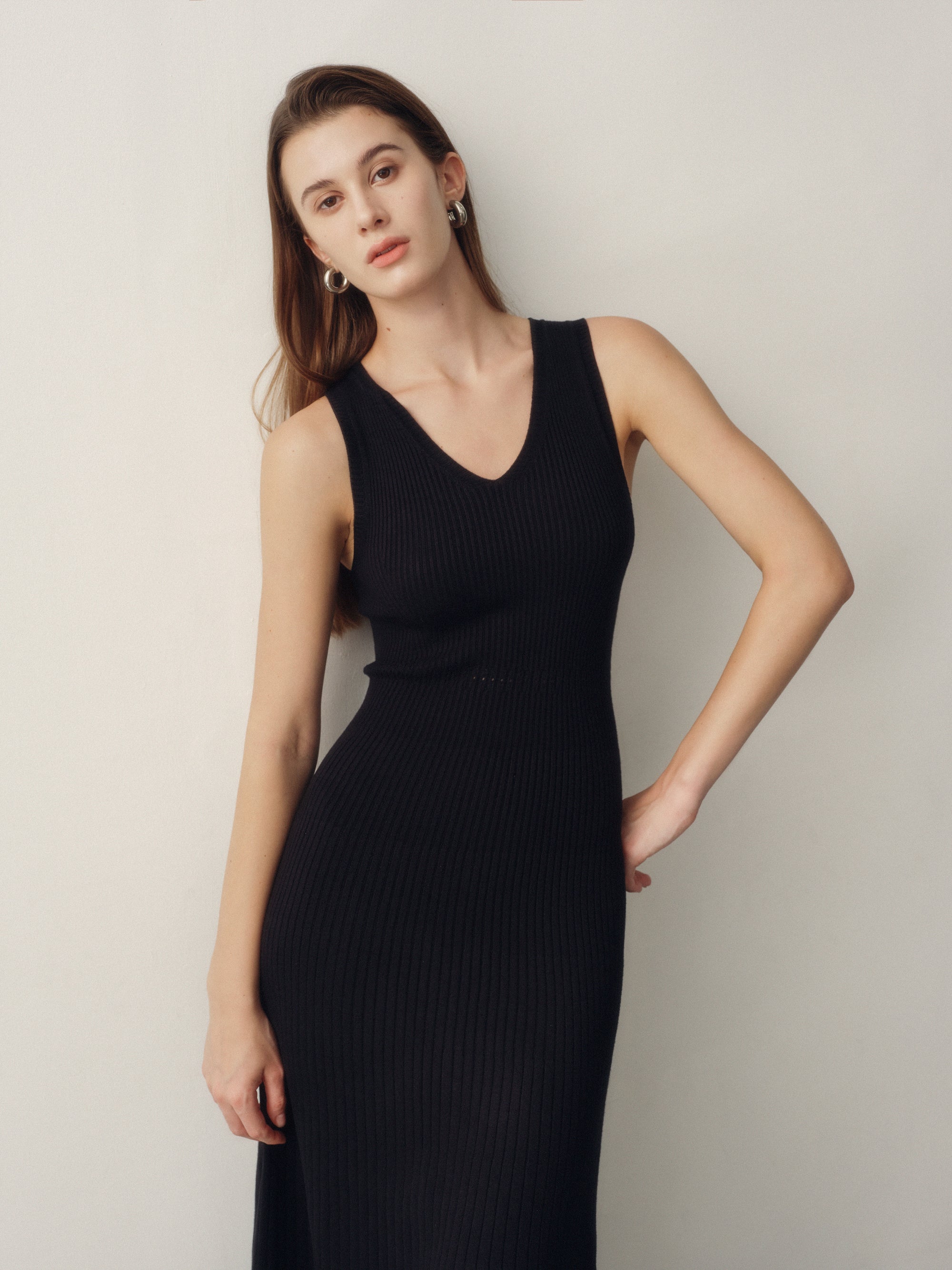 Seamless Knit Reversible Dress in Black