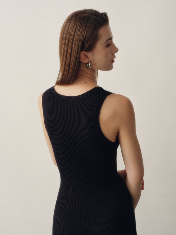 Seamless Knit Reversible Dress in Black