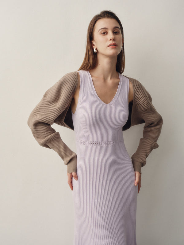 Seamless Knit Shrug Cardigan in Latte