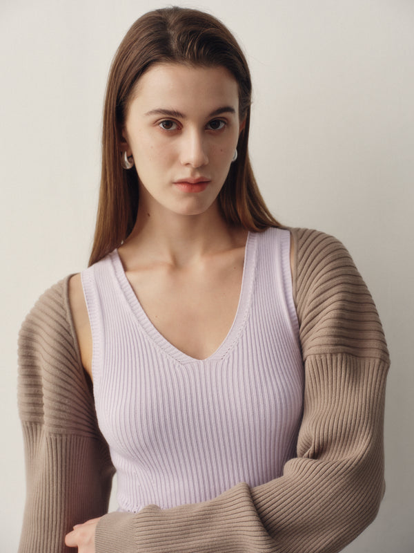 Seamless Knit Shrug Cardigan in Latte