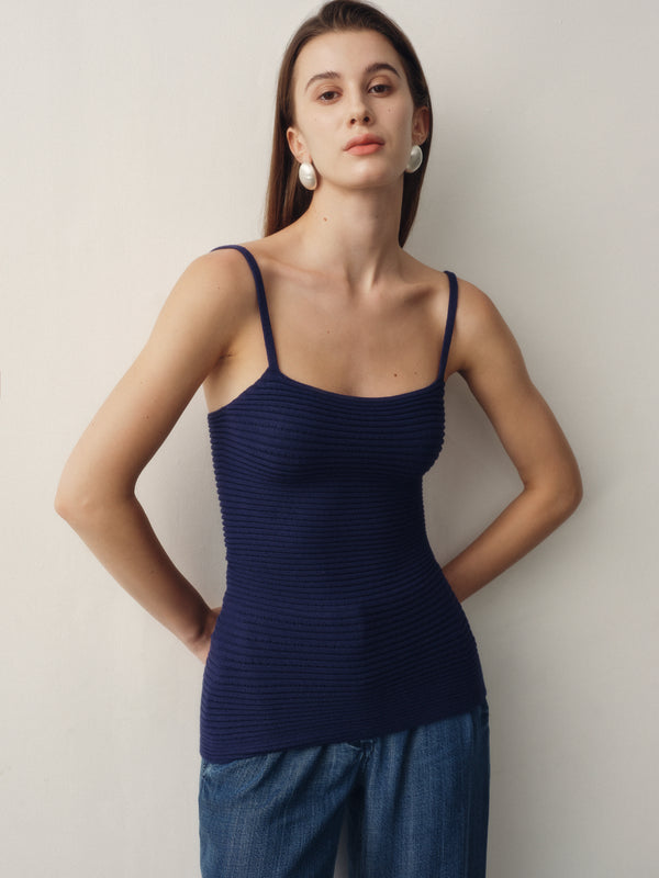 Seamless Knit Camisole Top in Navy