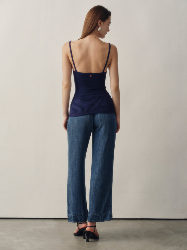 Seamless Knit Camisole Top in Navy