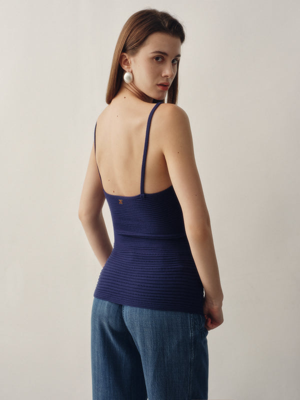 Seamless Knit Camisole Top in Navy