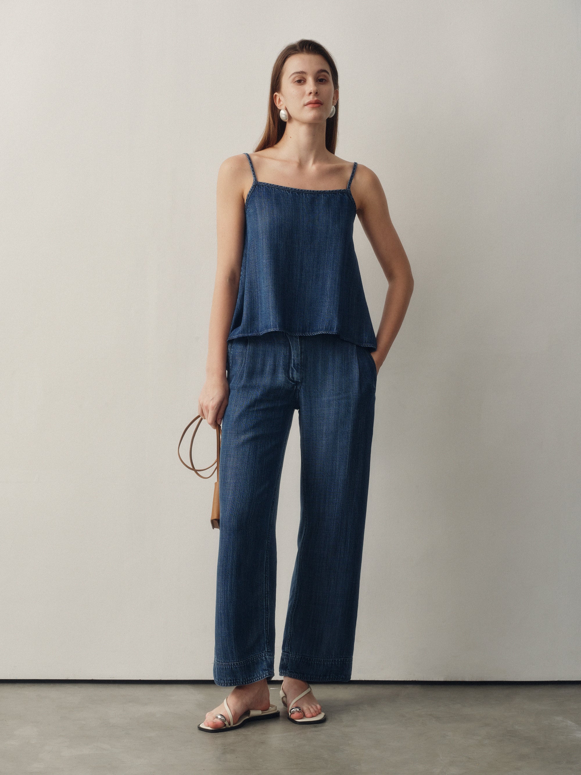 (Preorder for XS,S,M) Gentle Denim Camisole Top in Dark Blue