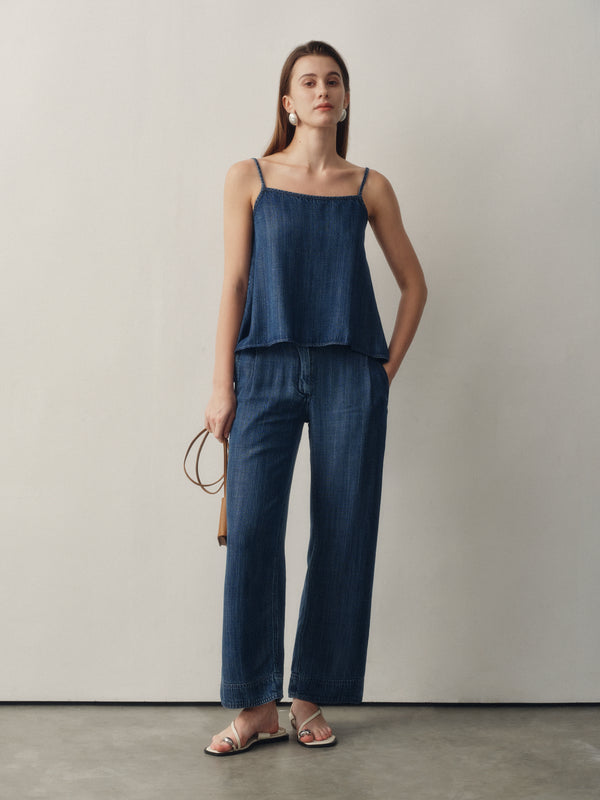 (Preorder for XS,S,M) Gentle Denim Camisole Top in Dark Blue
