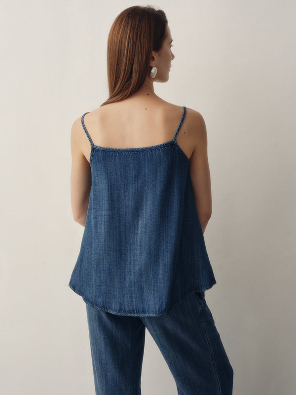 (Preorder for XS,S,M) Gentle Denim Camisole Top in Dark Blue