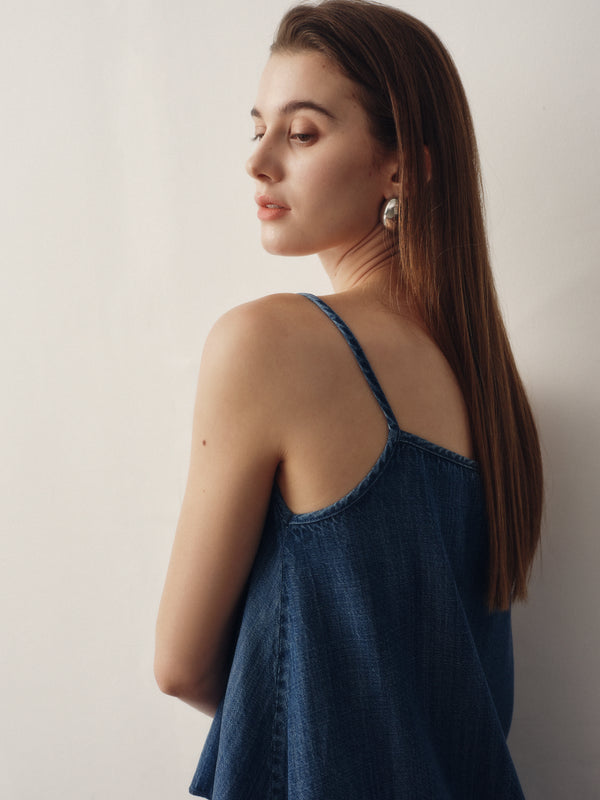 (Preorder for XS,S,M) Gentle Denim Camisole Top in Dark Blue