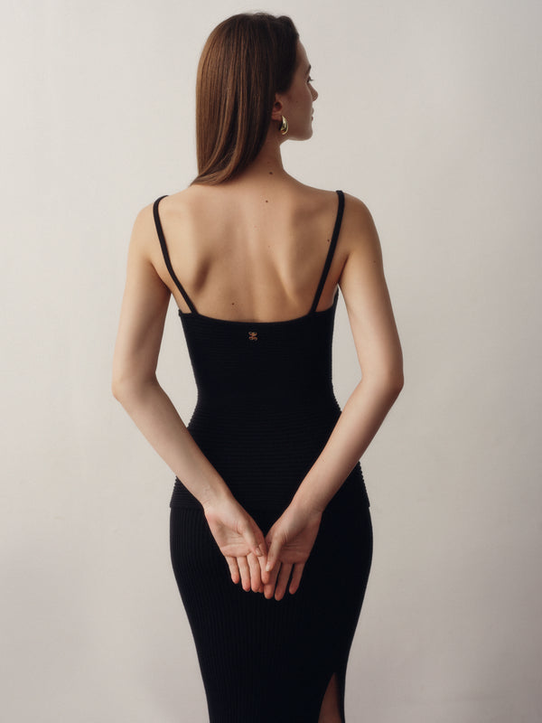 Seamless Knit Camisole Top in Black