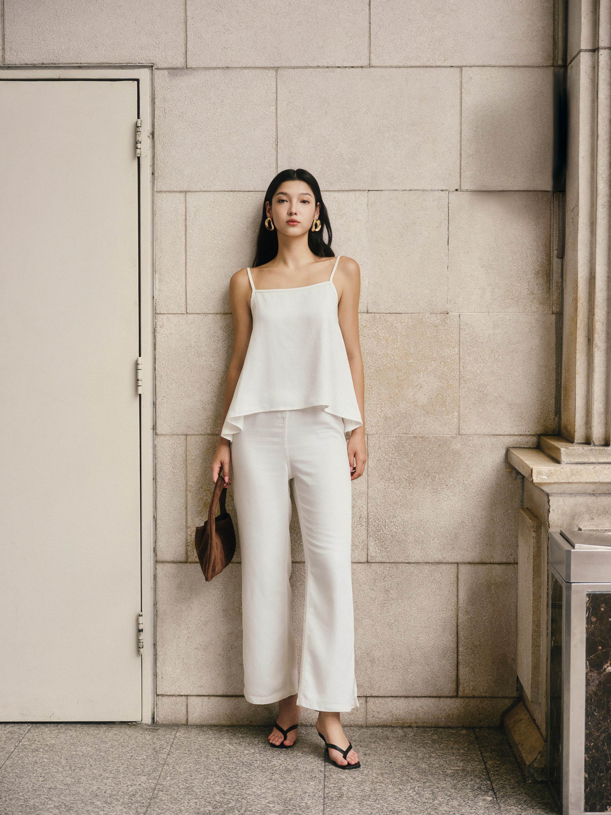 Gentle Denim Camisole Top in White